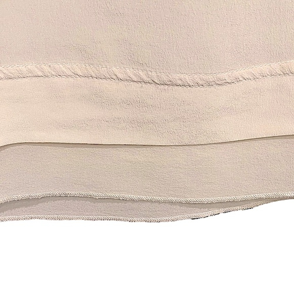 Chris Benz Semi Sheer Beige Silk Crepe Popover Top Tie Neck Size 8 - Picture 5 of 12